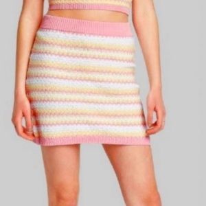 pink yellow and white wild fable knit skirt